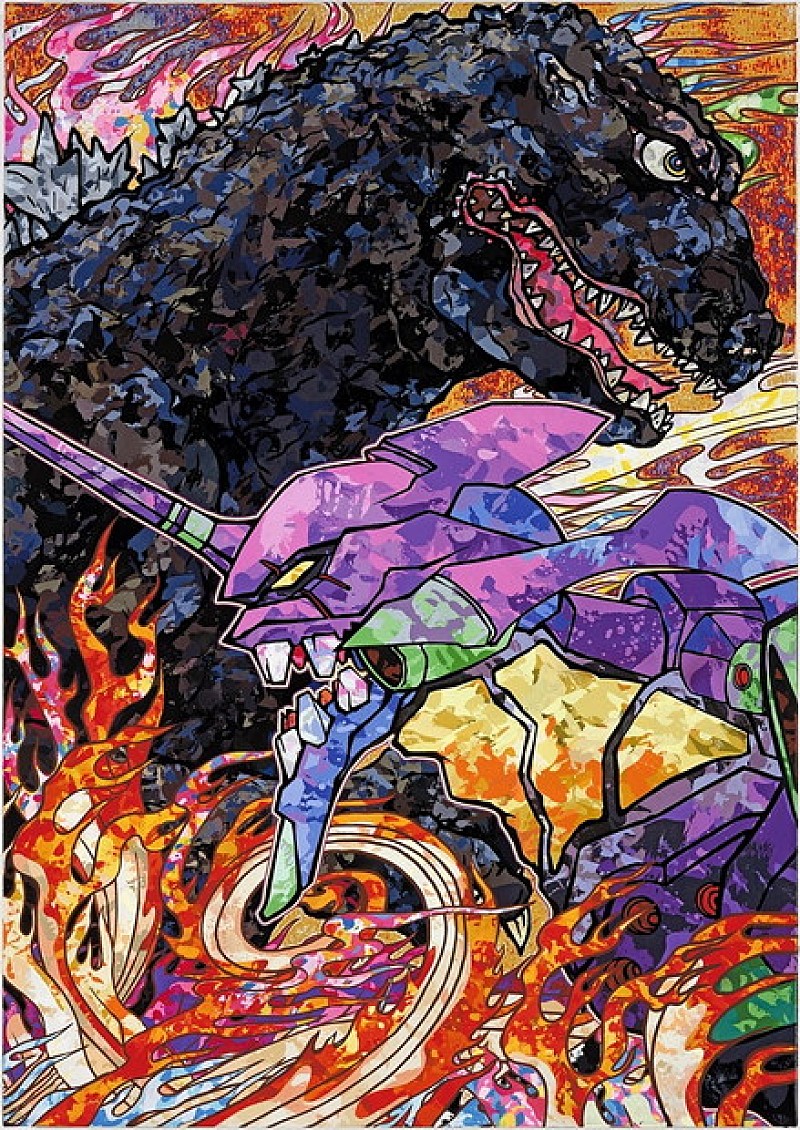 村上隆作画「ゴジラ対エヴァンゲリオン」コラボビジュアル解禁＆同