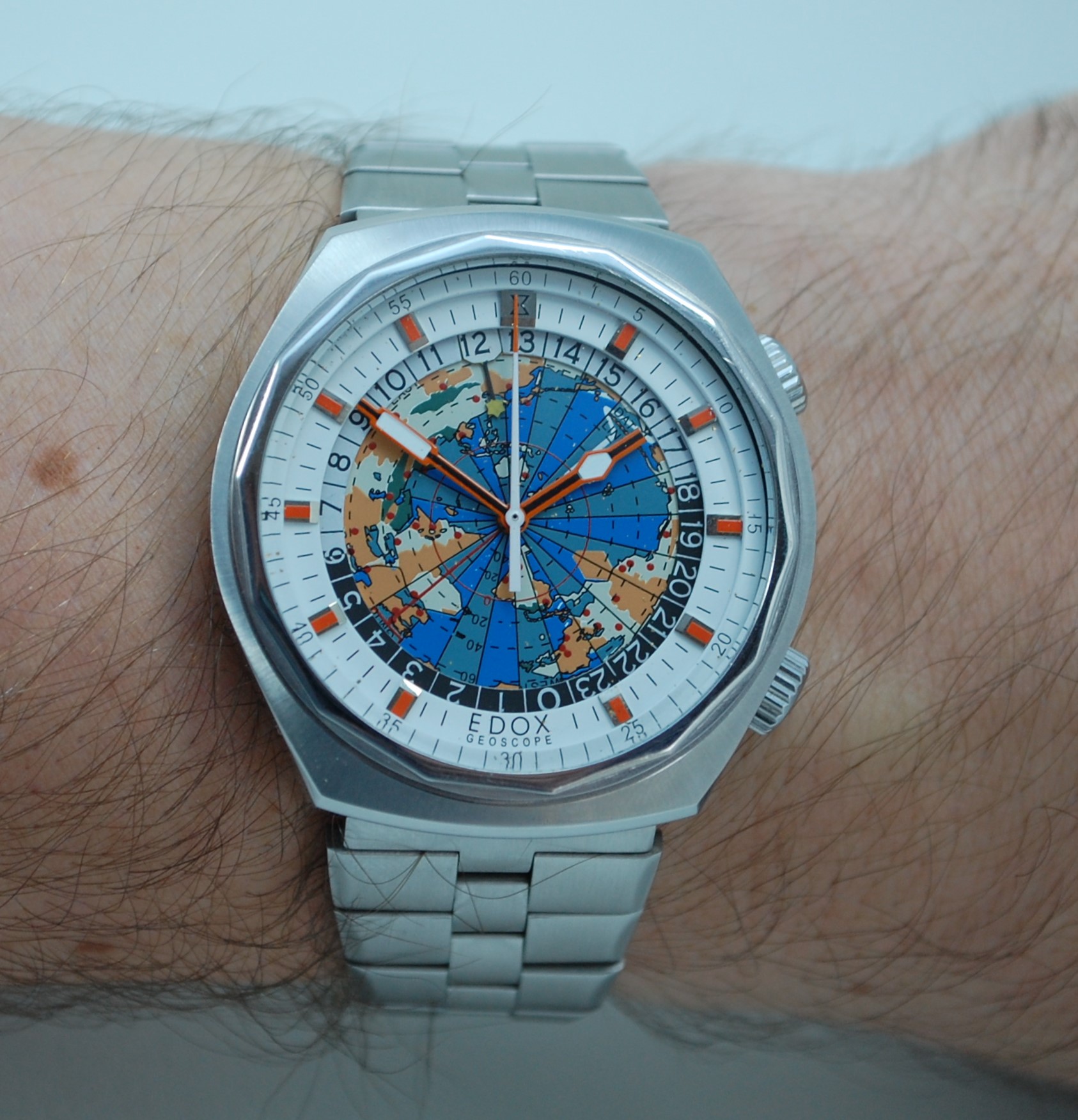 SOLD c1970 Edox Geoscope World Time 42 - Birth Year Watches