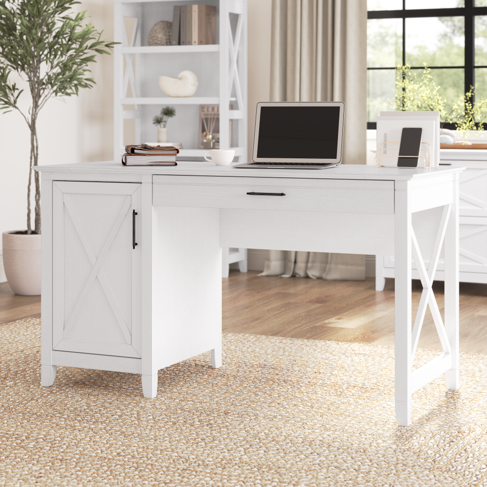 Bush Home Key West 54W Computer Desk with Keyboard Tray and Storage