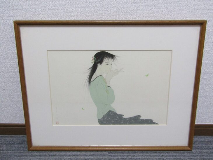 中島潔 木版画 「風の想い」 | 骨董品買取・和楽器買取 五宝堂