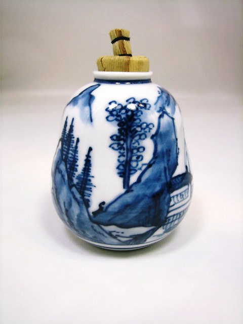 染付山水絵 煎茶器揃 平安京泉作 京焼 清水焼 染付山水絵 煎茶器揃