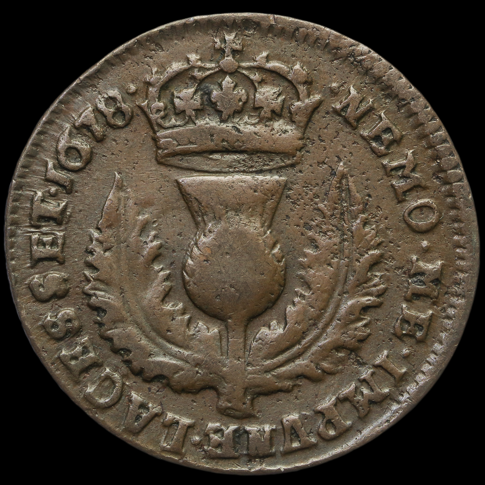 Scotland, 1678 Charles II Early Milled Bawbee, Rare