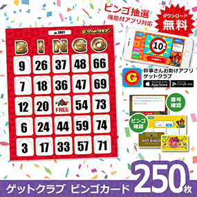 ゲットクラブ ビンゴカード300枚セット【無料抽選アプリ付き】｜景品