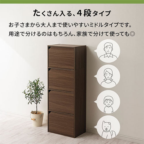 カラーボックス 4段 扉付き 本棚 ラック 扉付き収納 おしゃれ ぼん家具