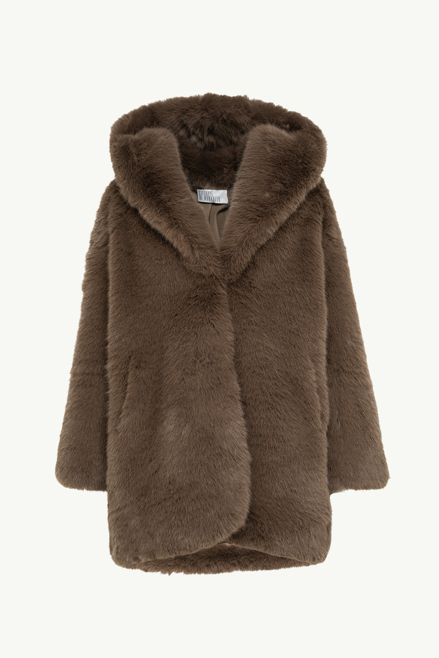 Eco Fur Coat With Hood