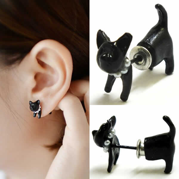 黒猫 3Dピアス: ファッションピアス | ボディピアス専門店 グリーン