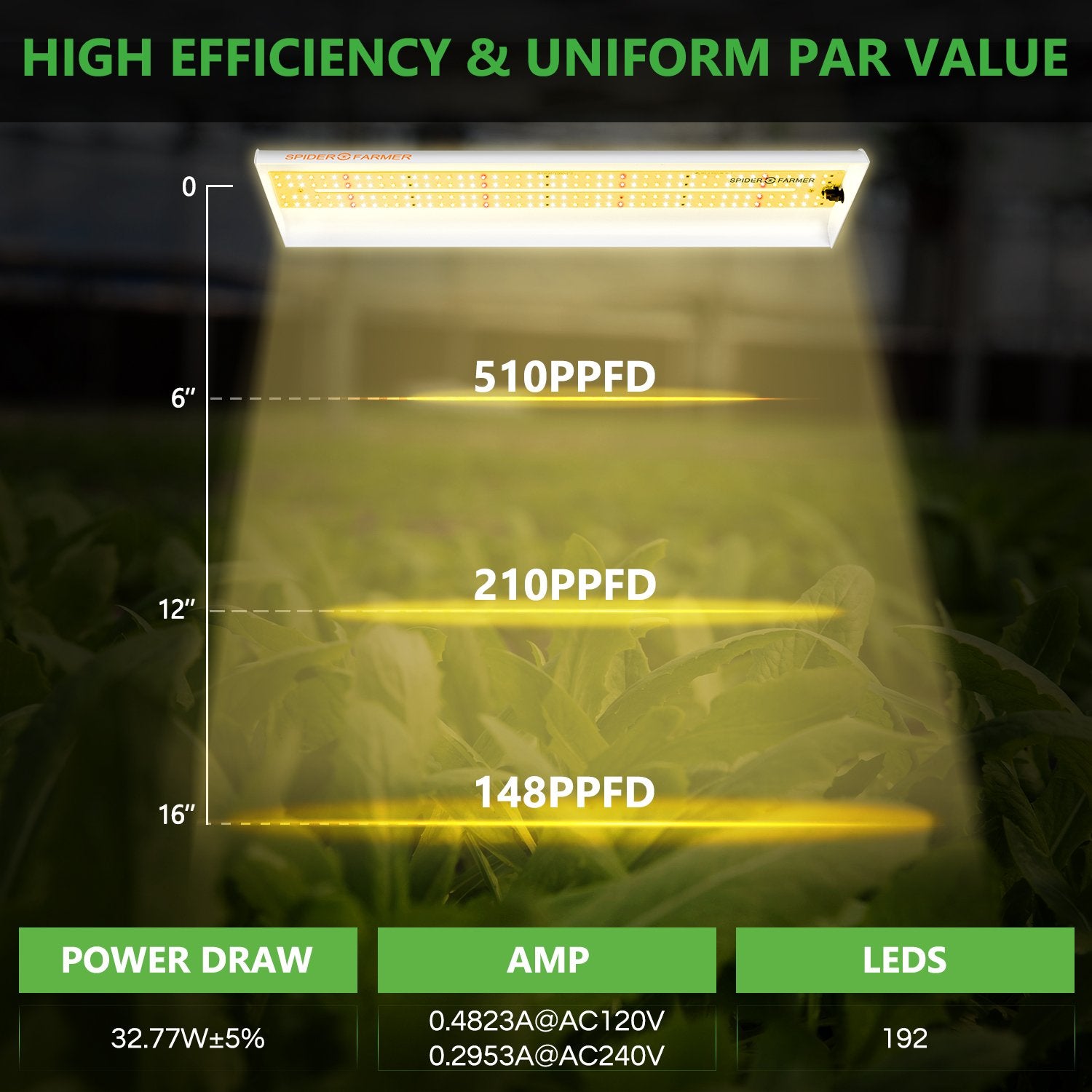 Spider Farmer SF300 LED Grow Light For Veg for Indoor Plants