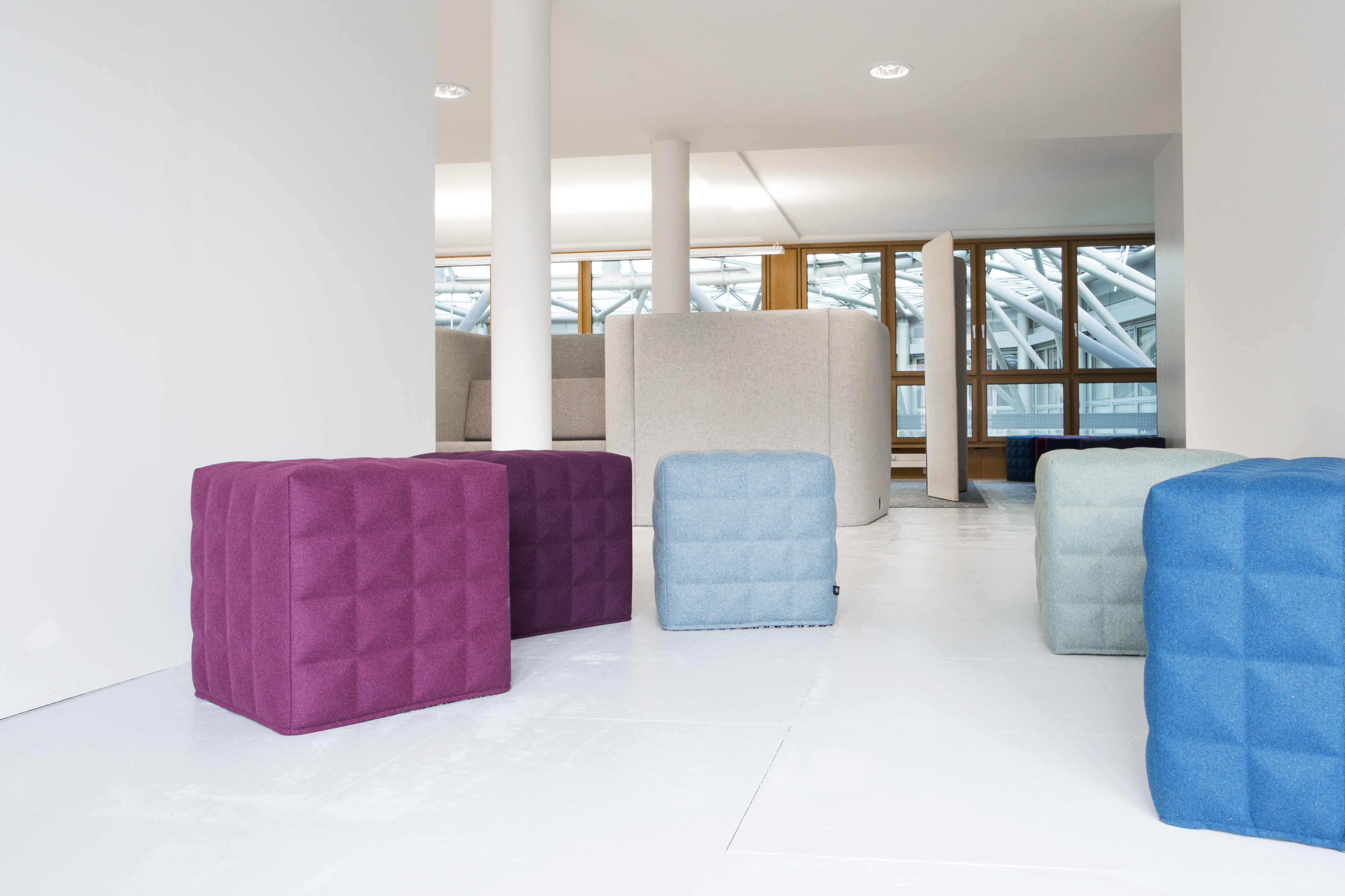 BuzziCube, upholstered sound-absorbing pouf | BuzziSpace