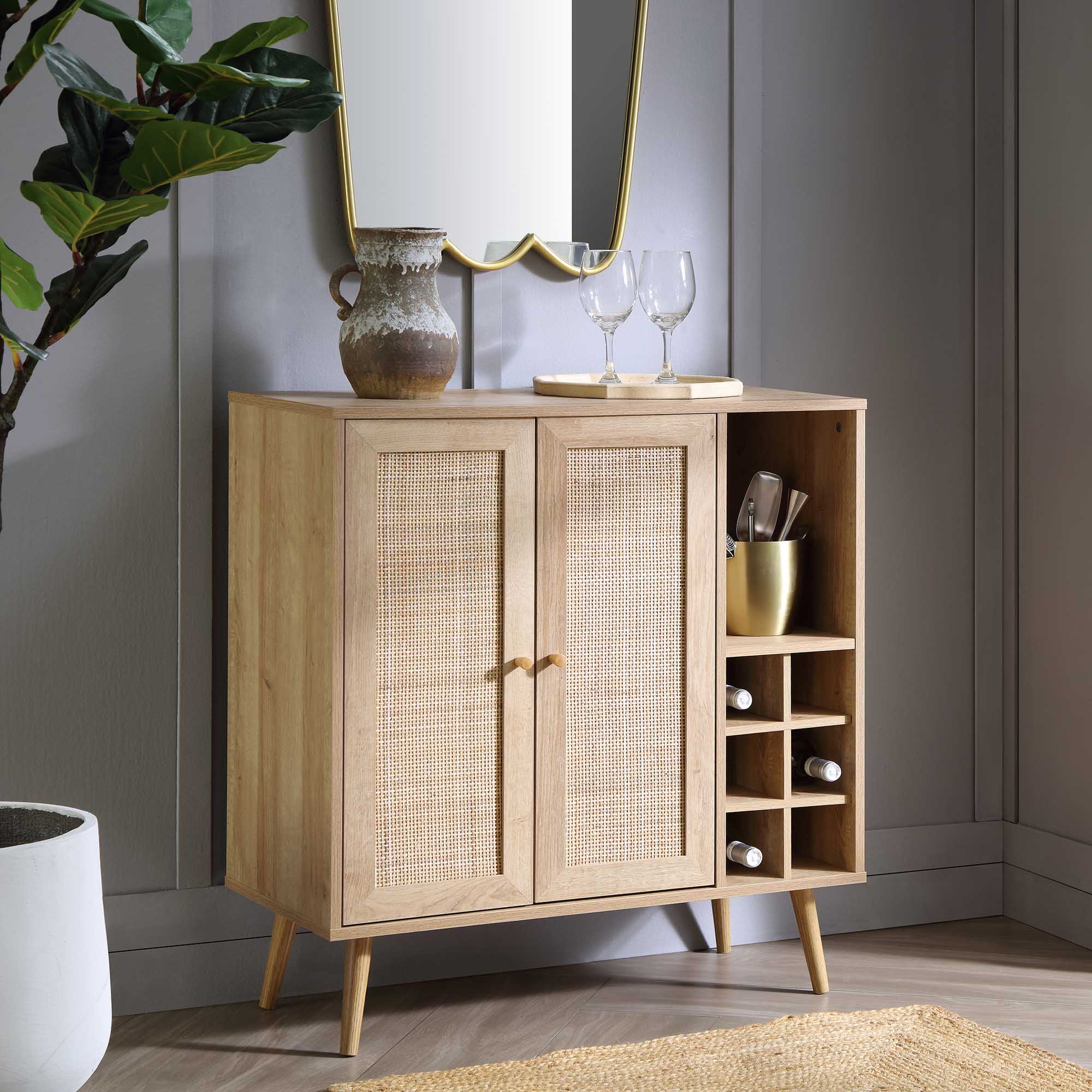 Frances Woven Rattan Drinks Cabinet, Natural | daals.com