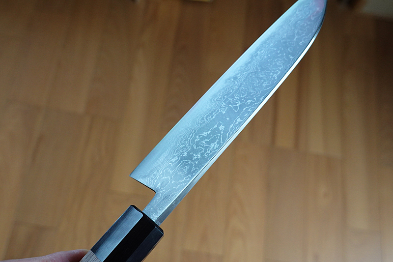 土佐打ち刃物 青二ダマスカス 三徳包丁 鍛造手作り 17cm