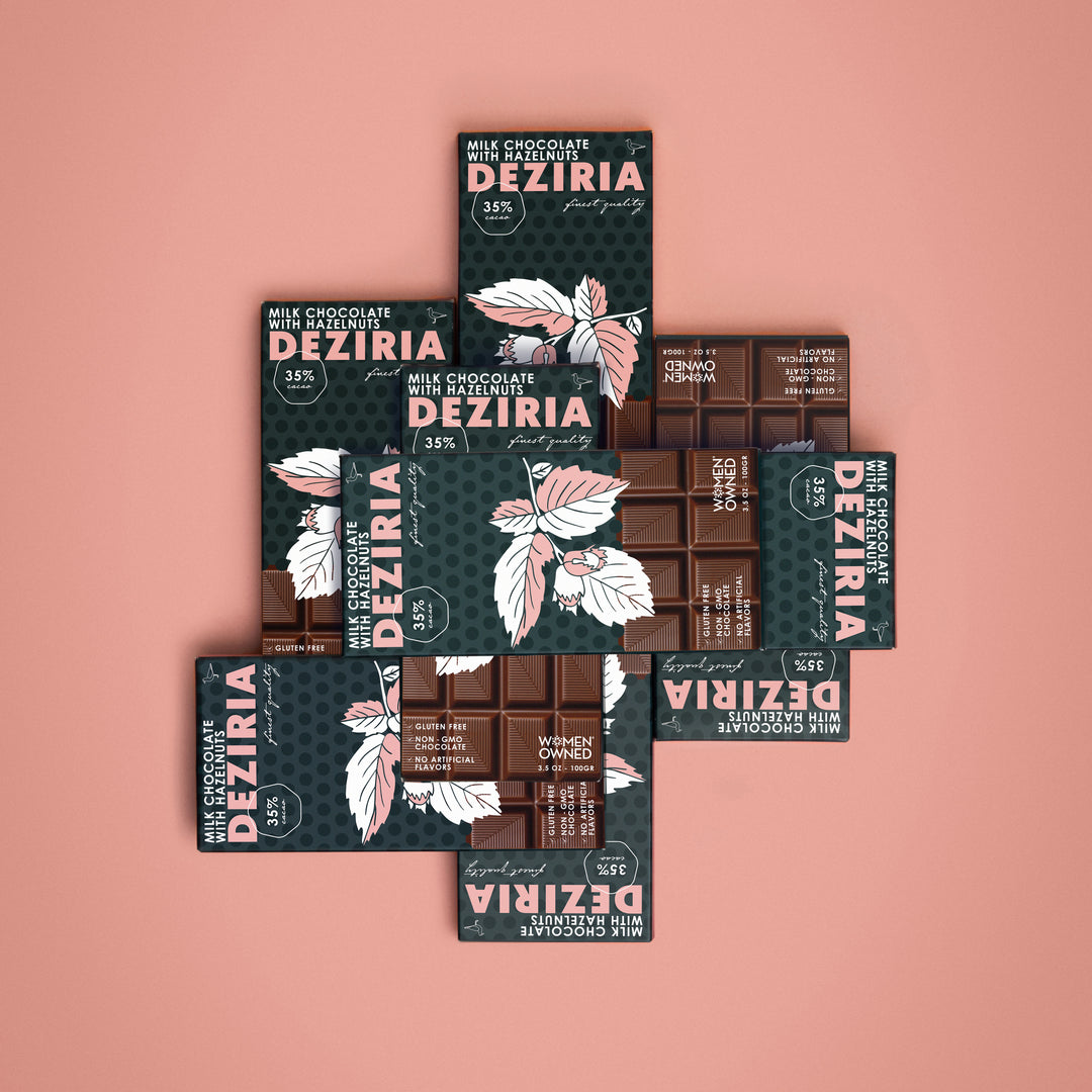 35% Milk Chocolate w/ Hazelnuts - Pack of 10 – Deziria Chocolate