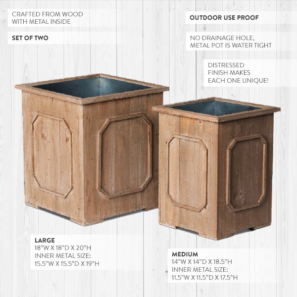 Oversized Wooden Planters Set of 2 - Decor Steals
