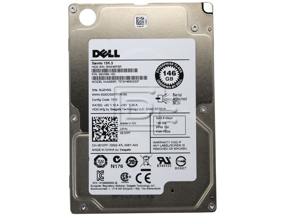 Dell 61XPF 061XPF Seagate Savvio ST9146853SS 15K.3 Serial Attached
