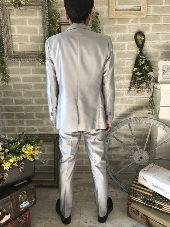 新郎 タキシード カジュアル 結婚式2次会向けシルバータキシード