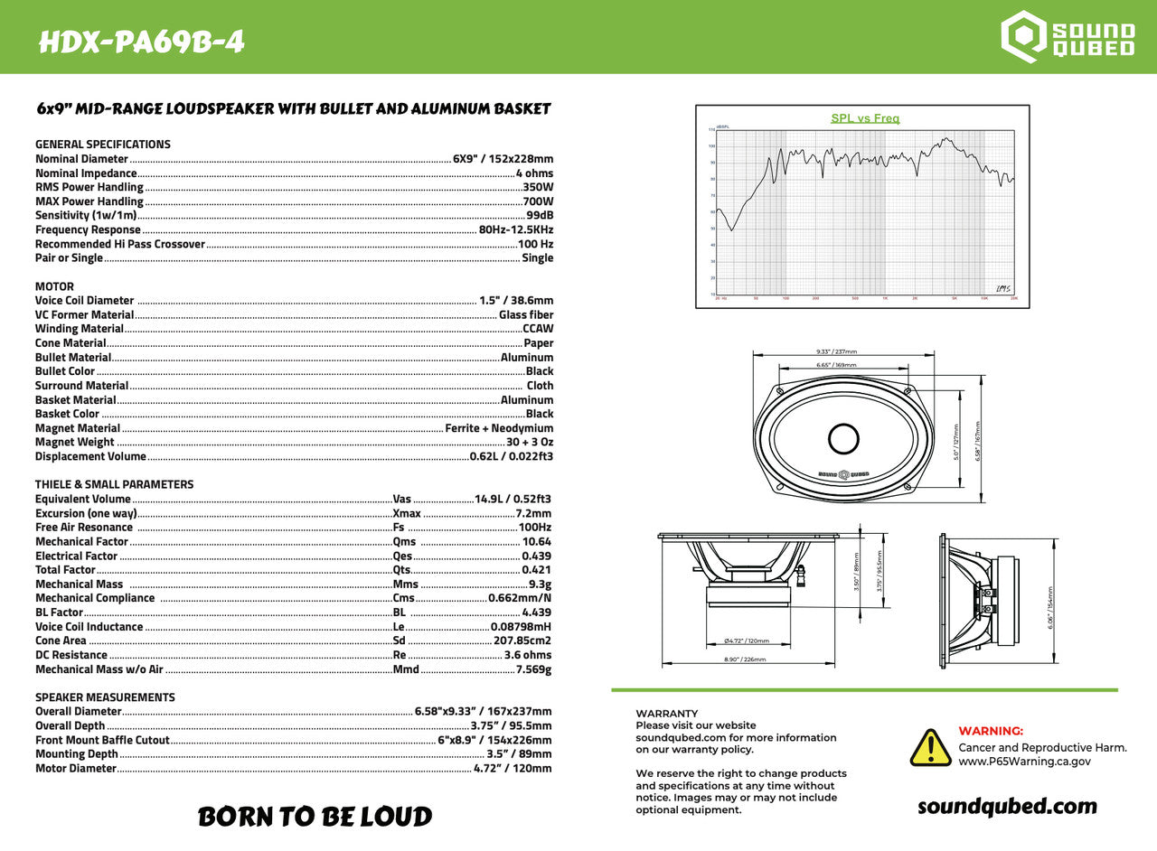 Soundqubed HDX Series Pro Audio 6x9
