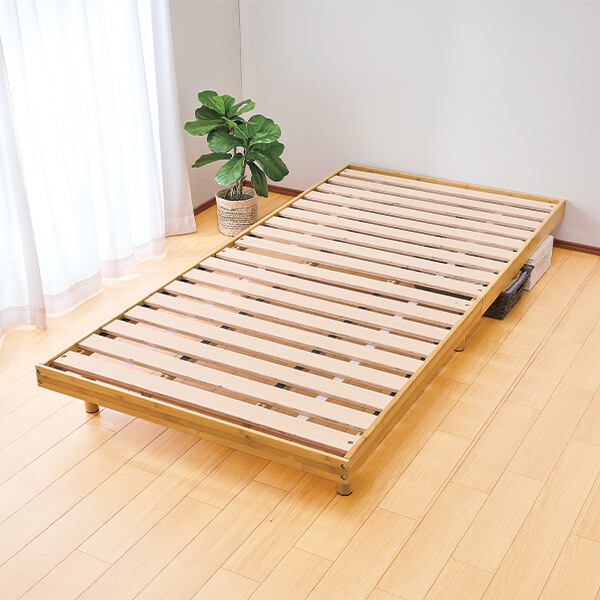 天然木竹すのこベッド(シングル幅97cm): 寝具／はぴねすくらぶ