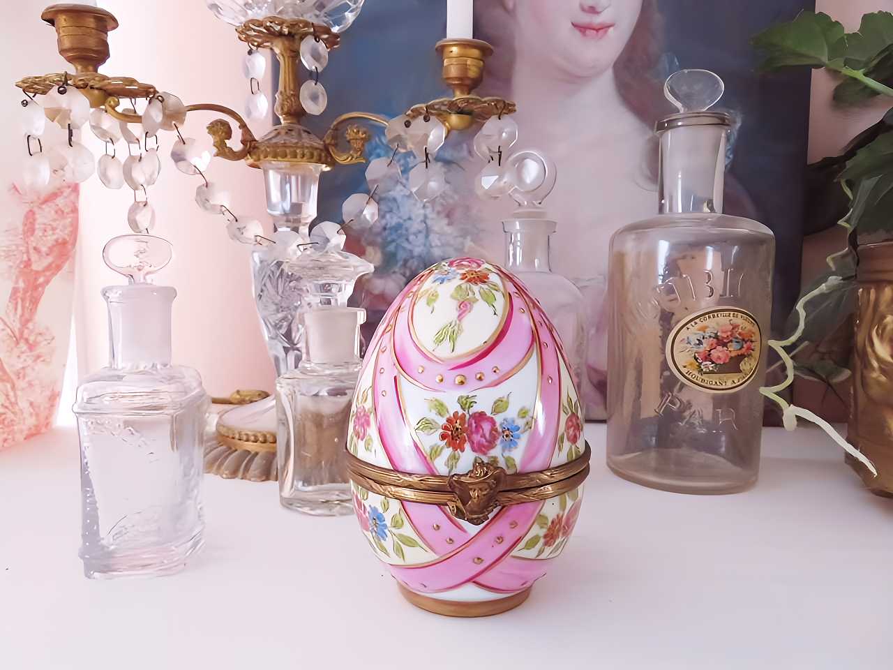 19世紀 フランスエナメル彩杯 化粧箱付 高約15.5㎝ 東Y8-0106
