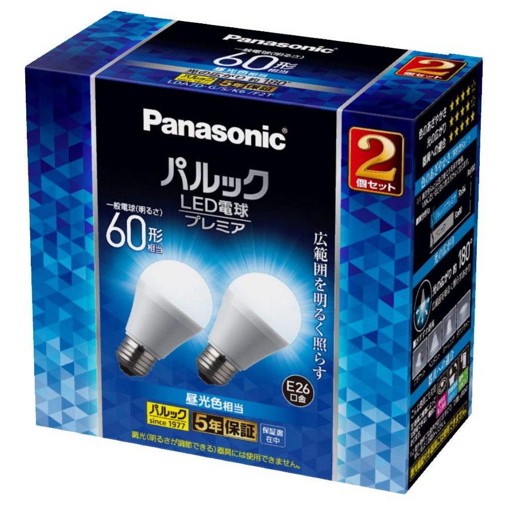 パナソニック パルックプレミア LED電球 一般電球形 E26 60w形 昼光色