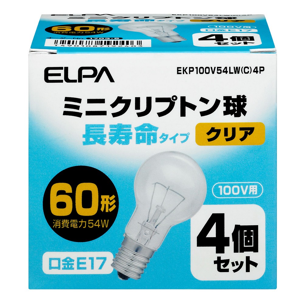 エルパ(ELPA) ミニクリプトン球 長寿命タイプ 60W形 100V E17 クリア 4