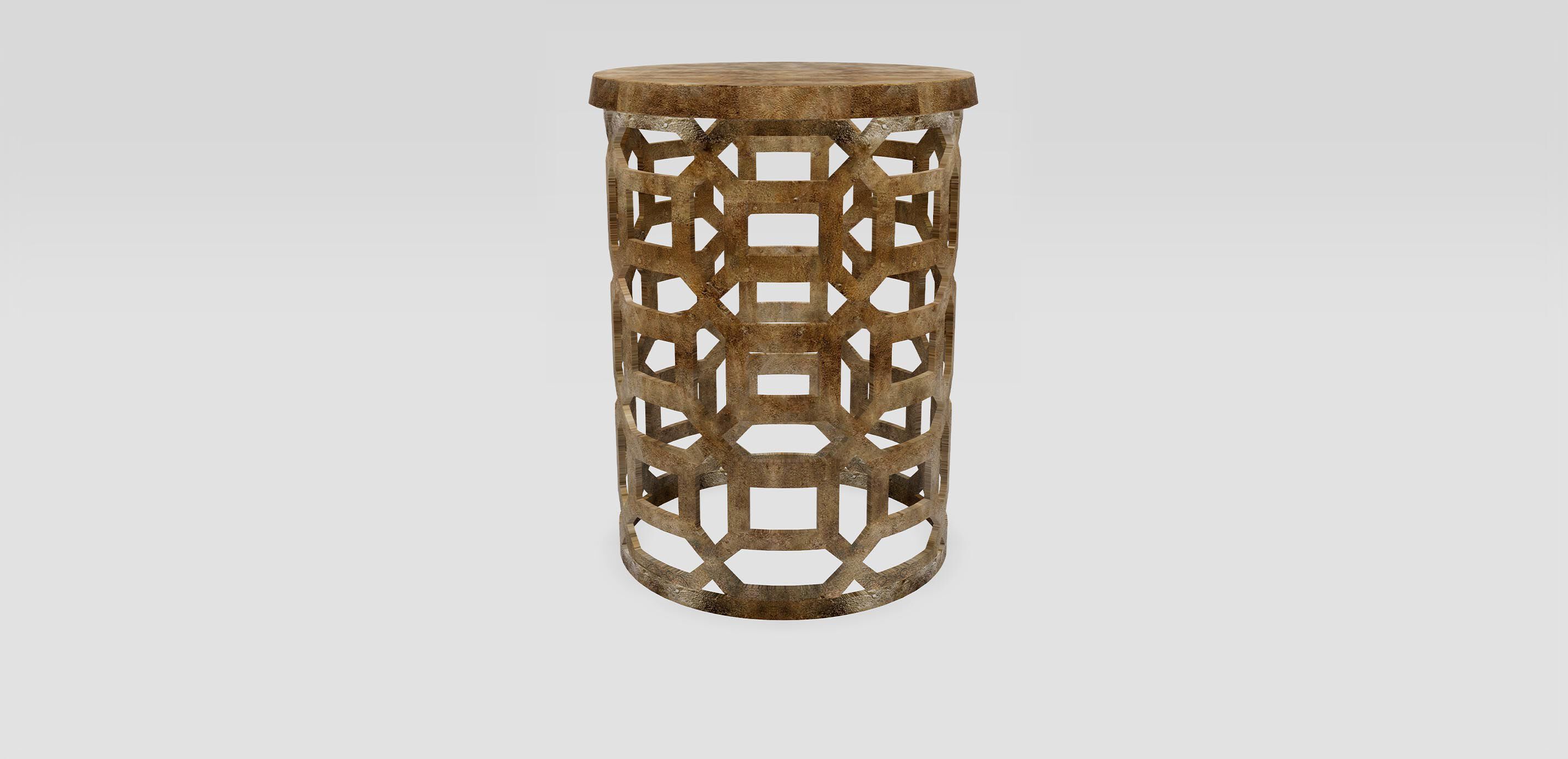 Bennie Pierced Brass Stool | Functional Accents | Ethan Allen