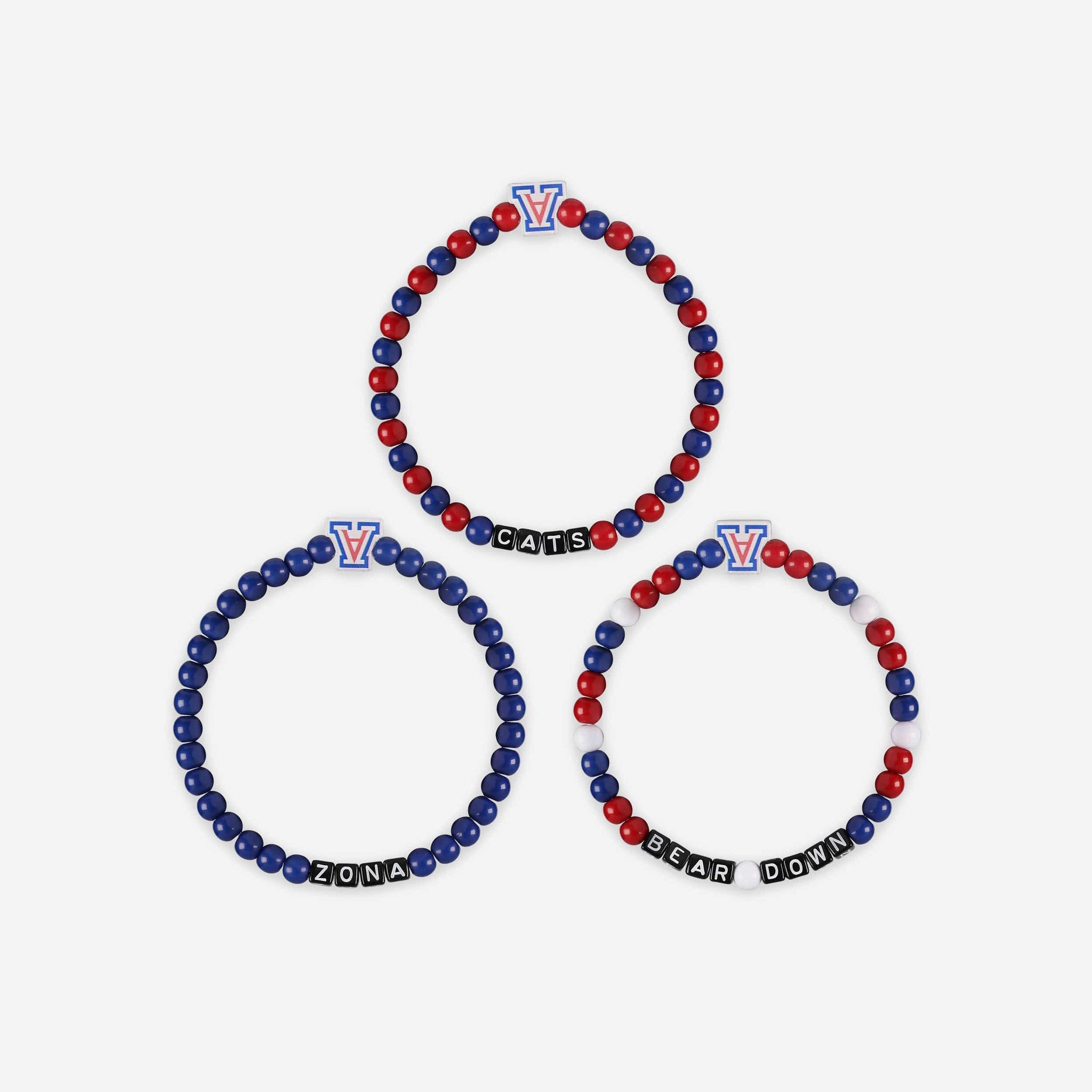 Arizona Wildcats 3 Pack Beaded Friendship Bracelet FOCO