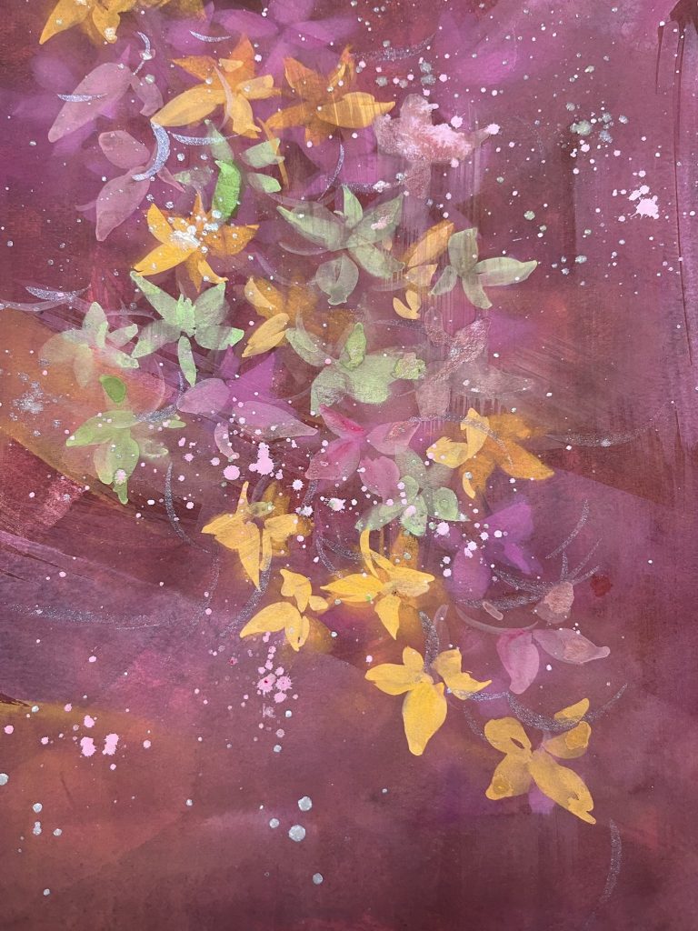 東京教室にて | 堀井かずえ | 花の絵ファンタジック水彩画