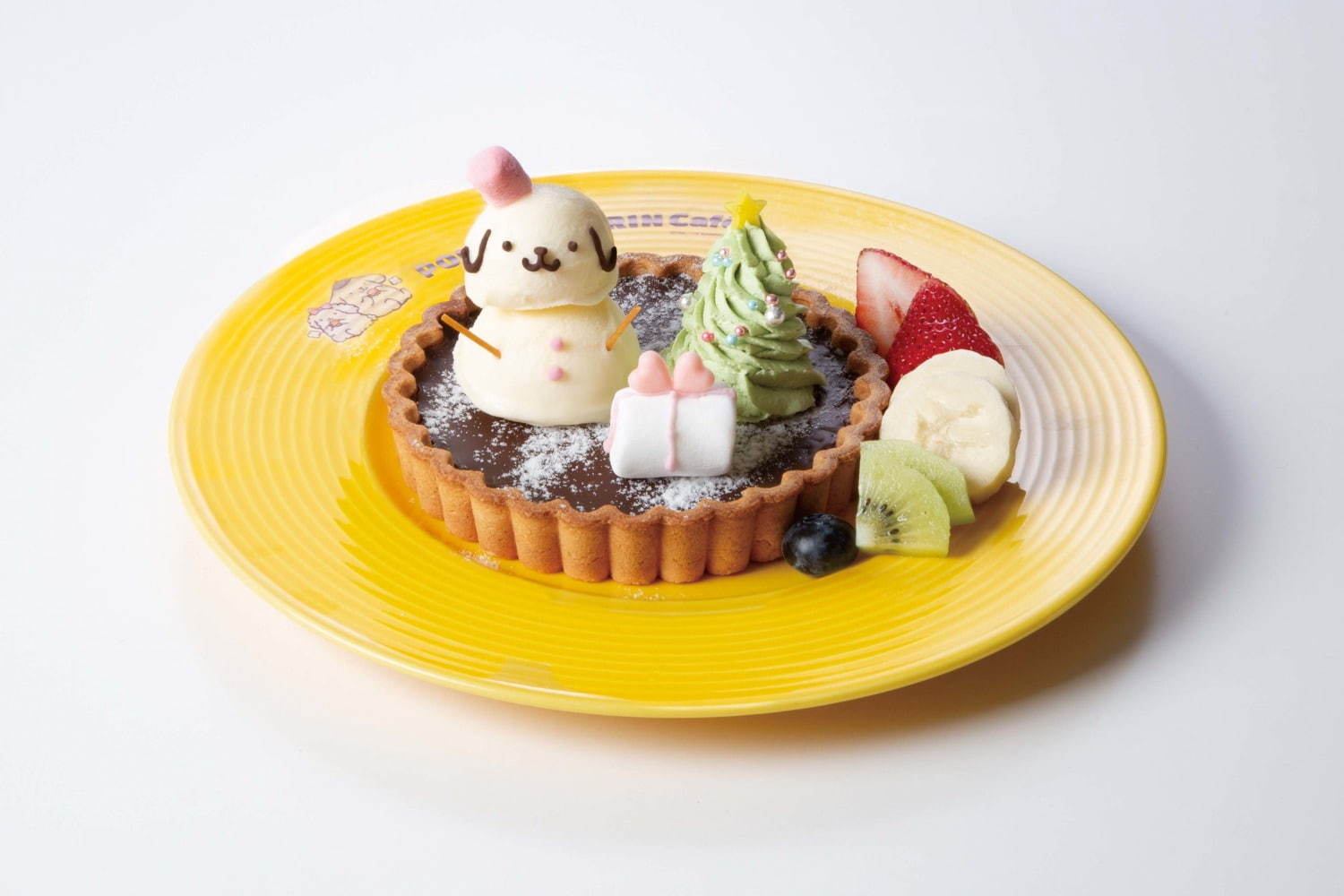ポムポムプリンカフェのクリスマス限定メニュー、プリンが雪だるまに