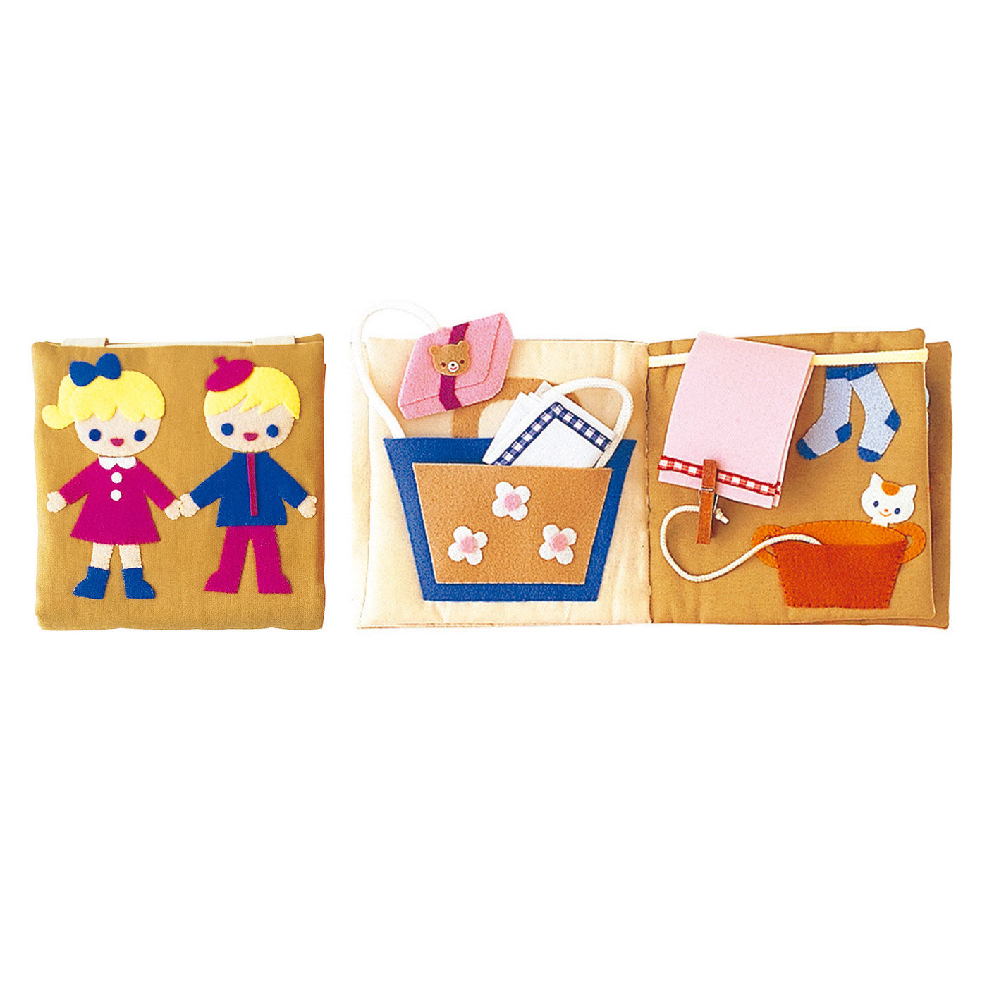 タイプが選べる】ママおしえて レトロでかわいい仕かけ布絵本