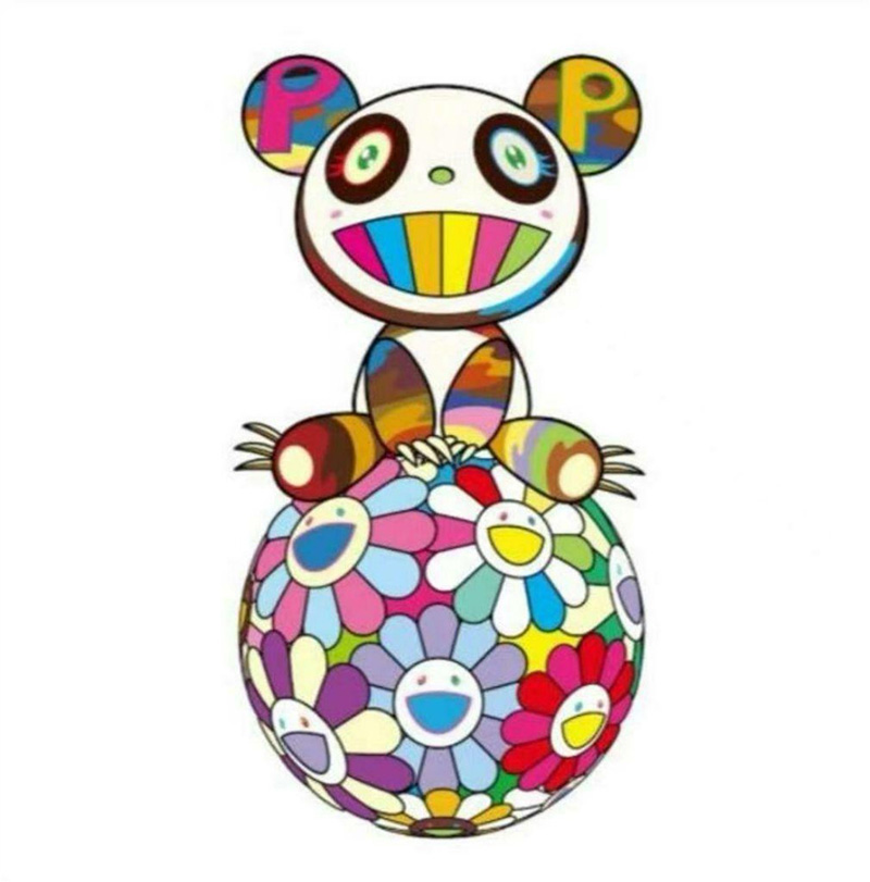 お花の玉の上でパンダの子供、鎮座しております。』村上隆／Takashi