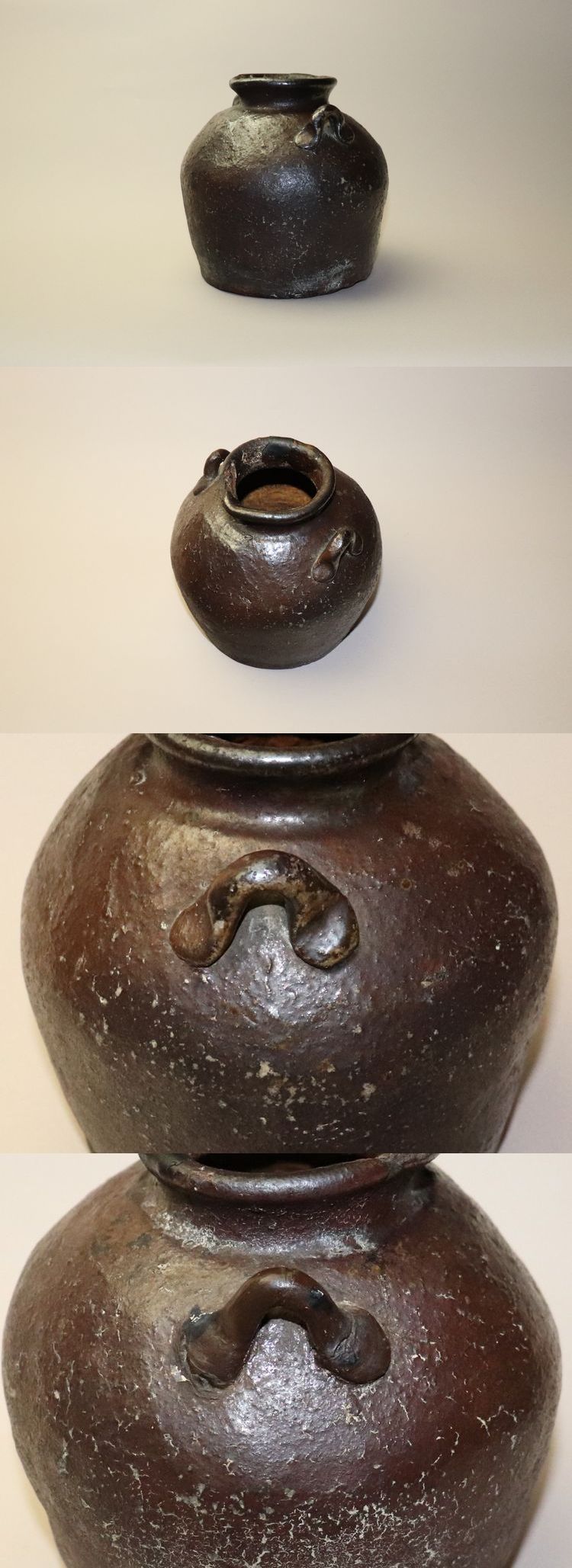 古越前 お歯黒壺 蹲 室町 桃山 花器 茶道 茶道具 茶花 華道 骨董 古美術 越前焼 お歯黒壷 桃山～江戸初期 | 古美術ささき