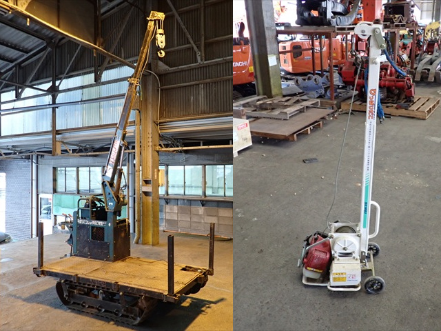 入庫案内 クレーン付きウインチ付き林内作業車（クローラ運搬車）と