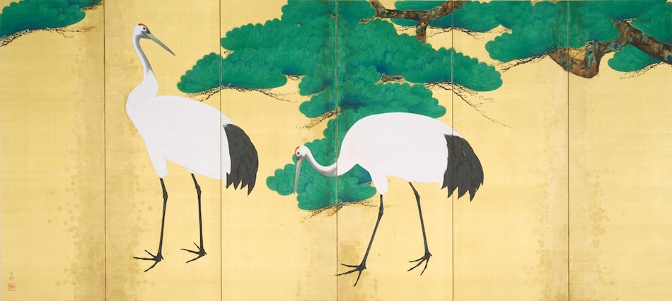 青緑老松双鶴図 | 平福百穂 | 収蔵品詳細 | 作品を知る | 東京富士