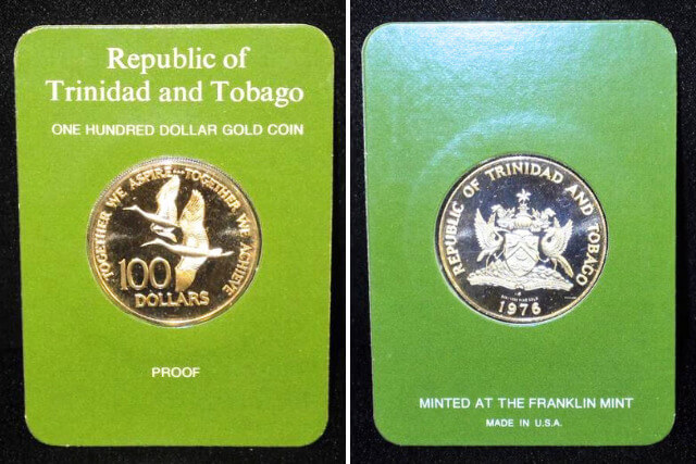 金・貴金属買取】「トリニダード・トバゴ共和国100ドル金貨（1976年銘