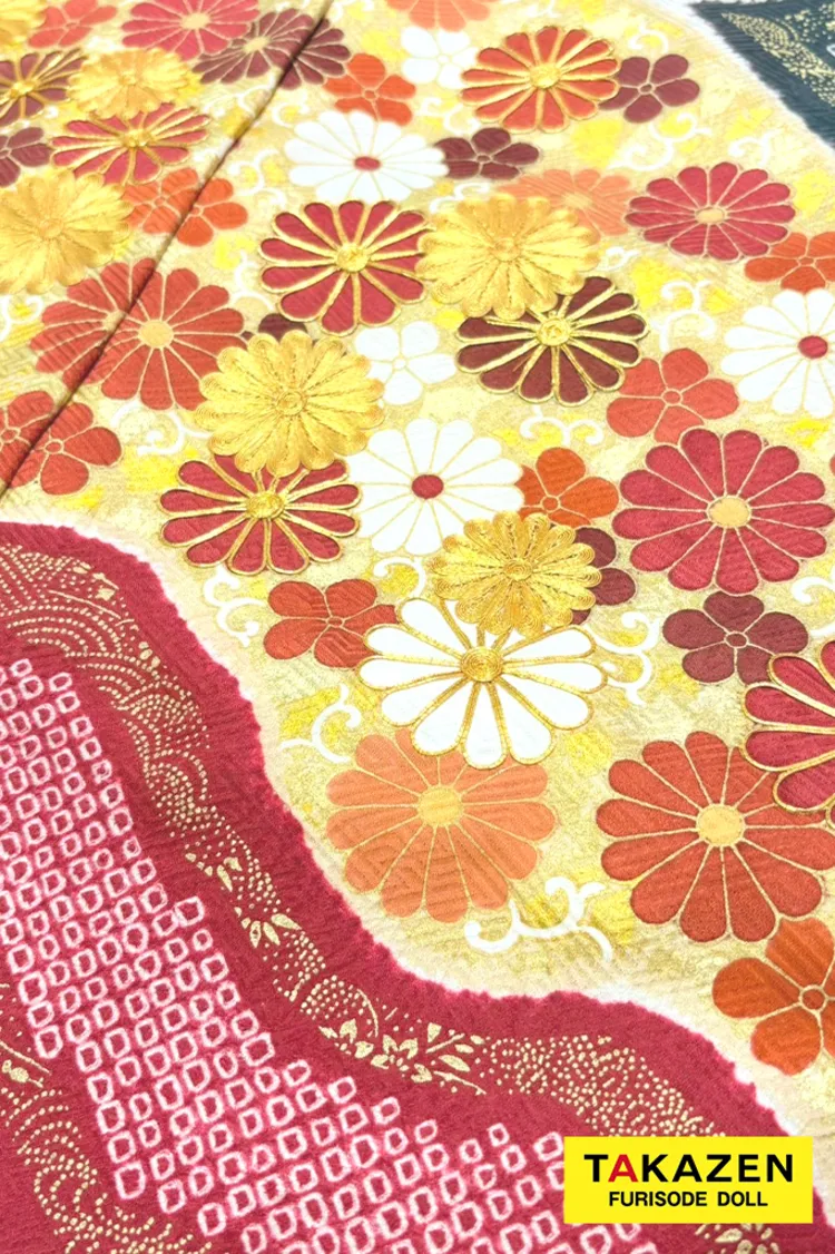 プレミアム古典 青柳/最高級金駒繍絞り手描友禅 白/赤 菊柄 高級振袖
