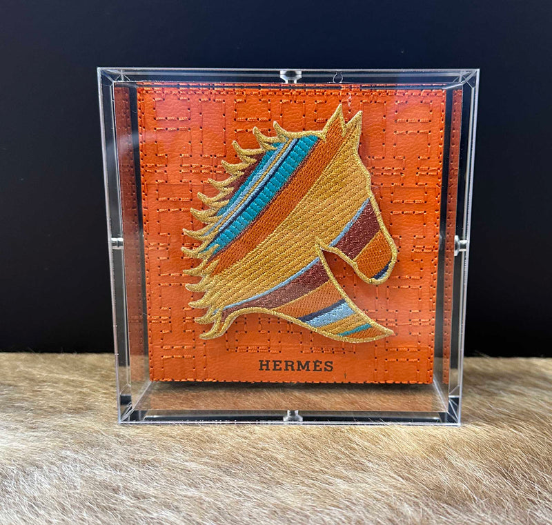Stephen Wilson Art - Hermes Horse Head - Up-Cycled Luxury Art