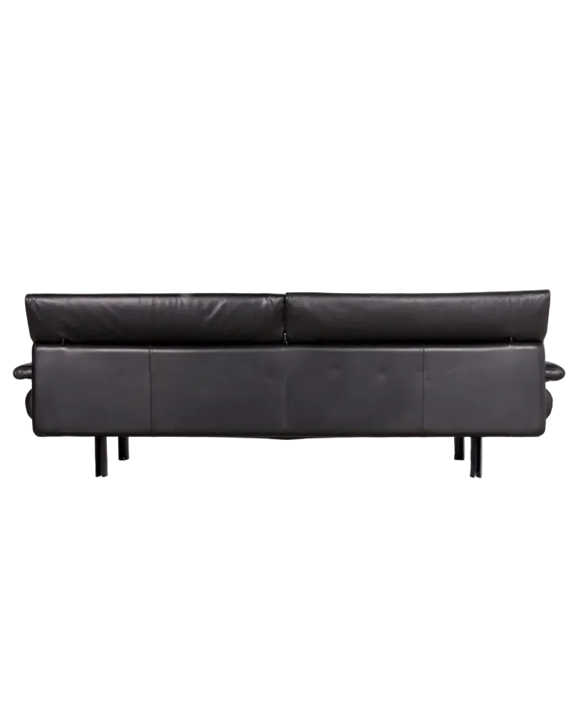 VINTAGE 80S BLACK LEATHER ALANDA SOFA BY PAOLO PIVA FOR B&B ITALIA