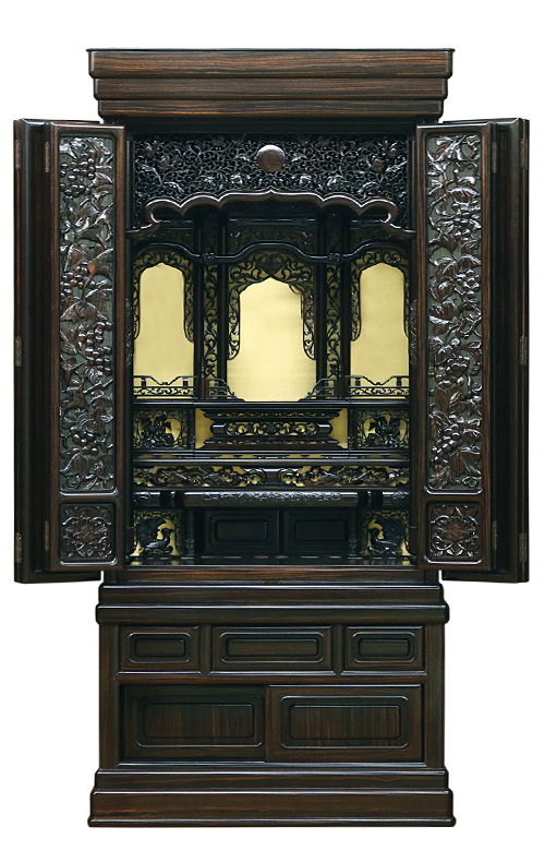 唐木仏壇 葡萄 本黒檀 57×27号 (お仏壇本体のみ)｜三善堂オンライン