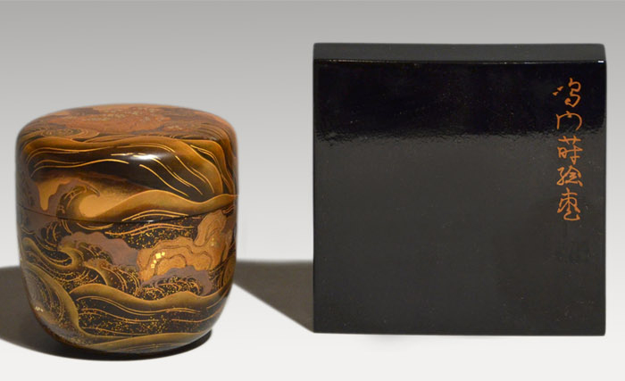 金地鳴門蒔絵棗 加賀蒔絵師 野村大仙(作) 共箱 | 古美術ささき