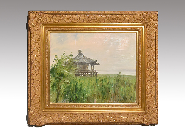刑部人 油彩画 「浮御堂」F8号 日動画廊シール 裏書有 | 古美術ささき
