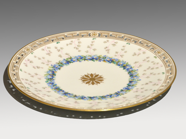 英国アンティーク MINTON ミントン 花文（青）オープンワーク 金彩