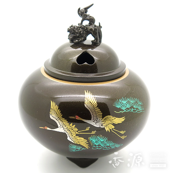 高岡銅器 香炉 平丸獅子蓋香炉 双鶴 蒔絵の通販 - お香専門店香源