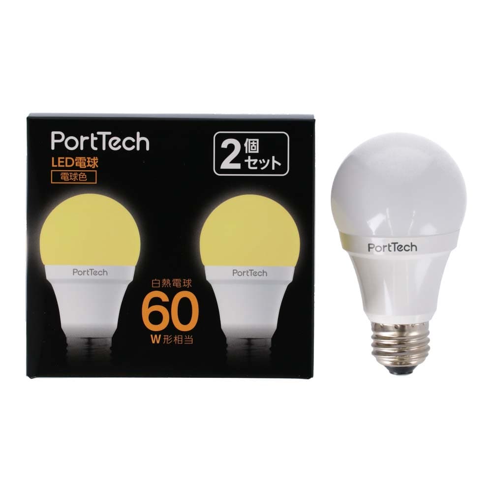 PortTech LED電球広配光60W相当 昼白色 PA60N26(昼白色): 家電・照明