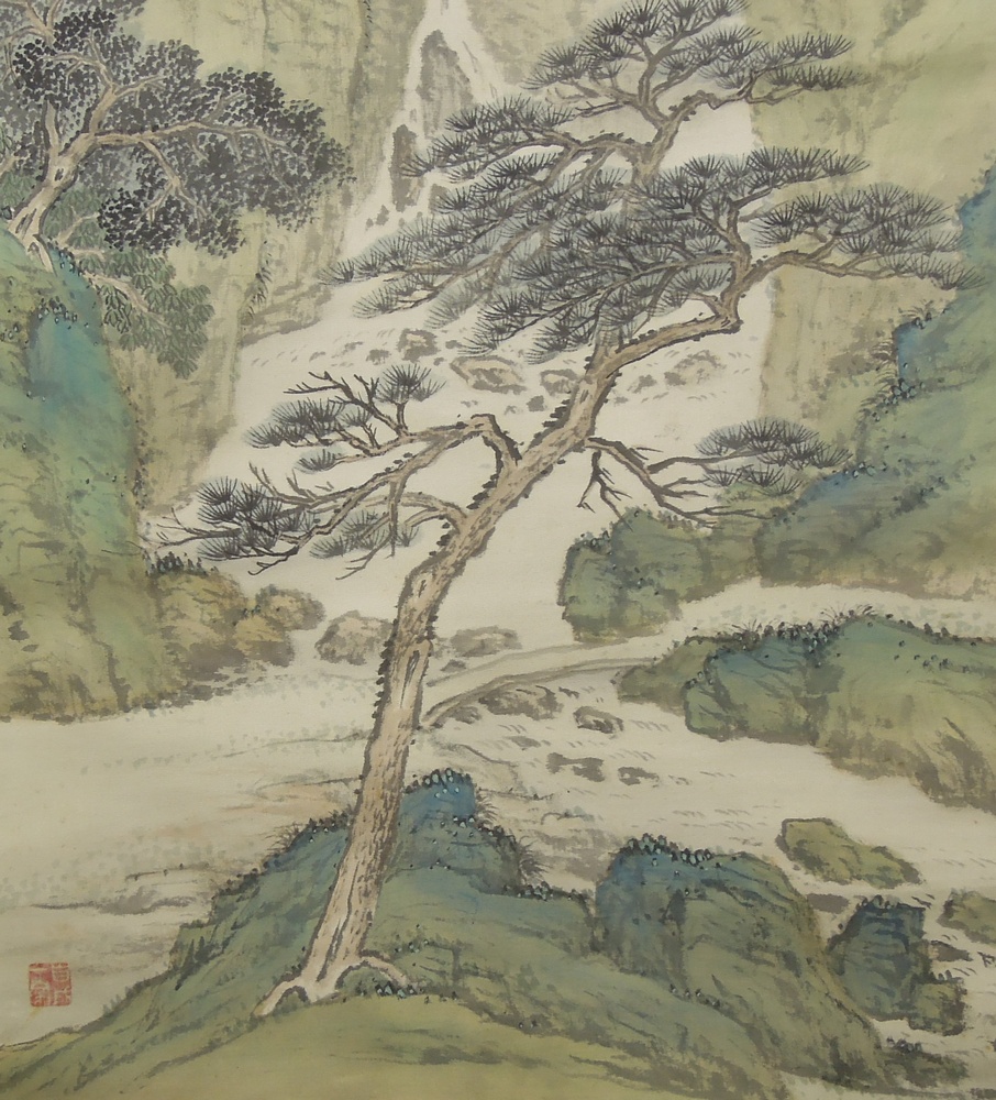 水田竹圃 『松崖飛泉図』 [古美術こもれび] 骨董,掛軸,絵画の買取と