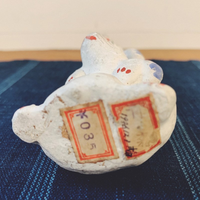 戦前の郷土玩具 珍品！ 青森土人形 福原英治郎作 三羽の兎 ｜ 民芸・土