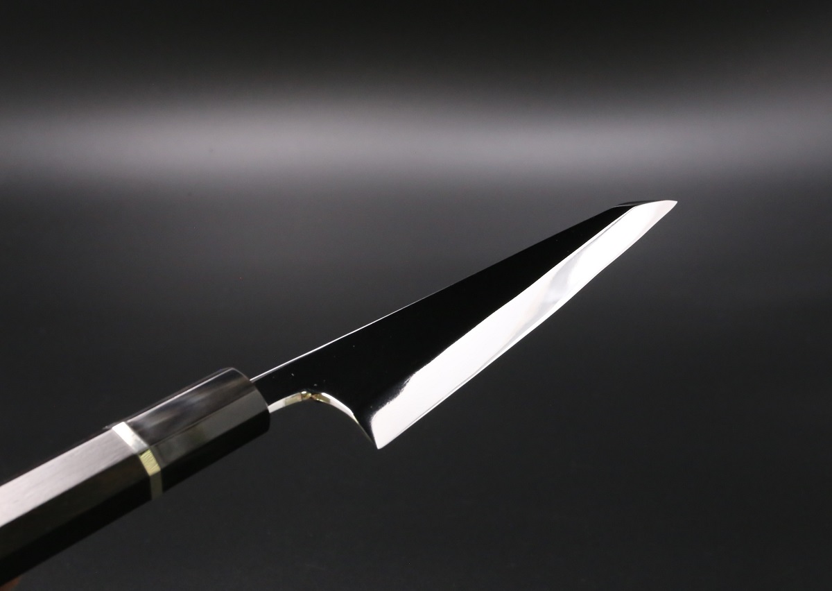 骨スキ V金10号 150mm 全鋼本焼 全鏡面 黒檀柄-歌舞伎ナイフ