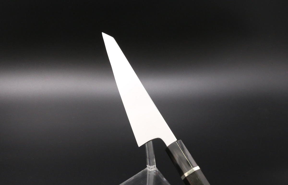 骨スキ V金10号 150mm 全鋼本焼 全鏡面 黒檀柄-歌舞伎ナイフ