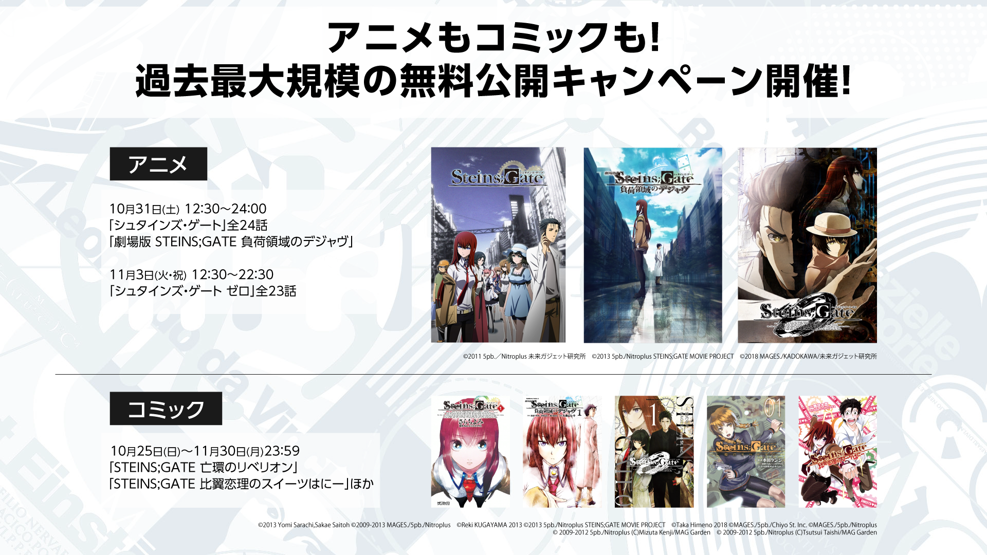 告知まとめ】STEINS;GATE 10周年記念番組「オペレーション
