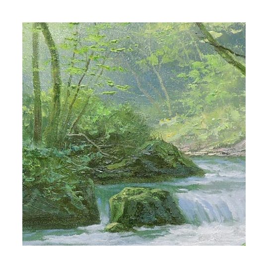 絵画 油絵 奥入瀬渓流 (関健造) 送料無料 【海・山】【肉筆】【油絵