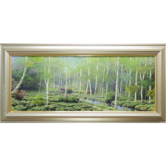 絵画 油絵 白樺林 （早瀬遼） 送料無料 【肉筆】【油絵】【日本の風景
