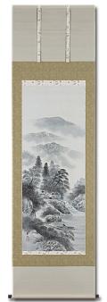 水墨山水」 山河幽寂 江本修山 （尺五）【全品送料無料】 日本製